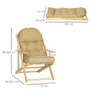 Sedia Pieghevole con Braccioli e Cuscino 71x89x96 cm in Legno di Faggio e Tessuto Marrone 