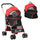 Passeggino per Cani Convertibile in Trasportino 82x49,5x98 cm in Acciaio e Poliestere Rosso e Nero