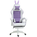 Sedia da Gaming con Orecchie da Coniglio 65x63x136-142 cm Poggiapiedi Cuscini in Pelle PU Viola      