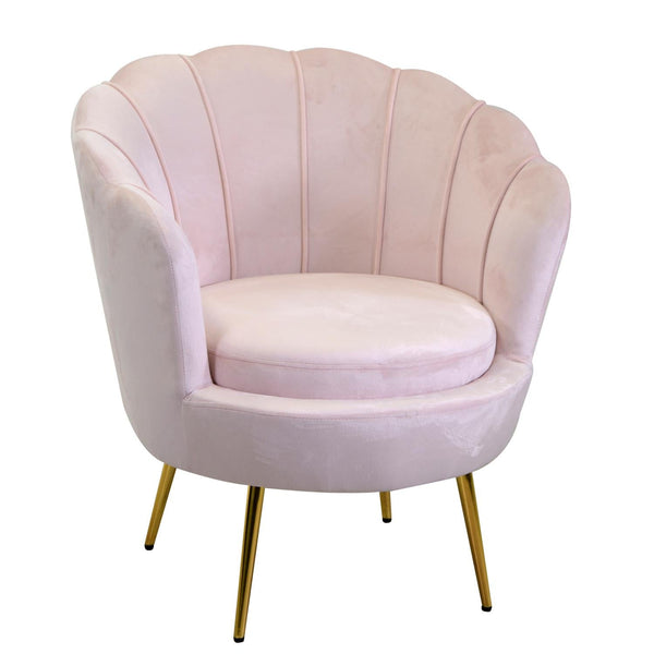 online Poltrona Imbottita 73x72xh49/77 cm in Tessuto Velluto Tulipan Rosa