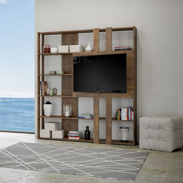 Libreria Moderna 5 Ripiani con Pannello per TV 178x36x204 cm in nobilitato Marrone sconto