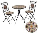 Set Tavolo e 2 Sedie da Giardino con Mosaico in Metallo Trapani