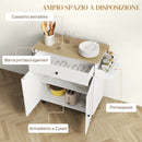 Carrello da Cucina Piano a Ribalta Isola Multiuso con Portaspezie e Portasciugamani 106x42x87 cm Rivestimento in Melamina Bianco  