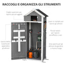 Casetta Box da Giardino Porta Attrezzi 78x52,5x182 cm con Ripiano Rimovibile e Tavolo da Lavoro in Abete  Grigia