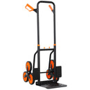 Carrello Portapacchi per Scale 6 Ruote 44x38x106,5 cm Pieghevole Portata 120kg in Acciaio Arancione      