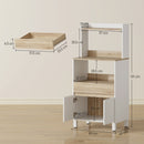 Credenza Mobile per Microonde 60x40x131 cm Mensole con Retro Aperto in Legno Bianco      