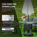 Tavolo da Giardino Ø106,5x71 cm in Acciaio e Vetro Nero
