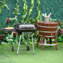 Barbecue a Carbone Carbonella con 2 Griglie Ripiano Laterale e Coperchio in Metallo Nero 