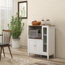 Mobile Cucina Multiuso per Microonde 80x35x97 cm Ripiani Chiusi e Mensola con Passacavi in MDF Bianco 