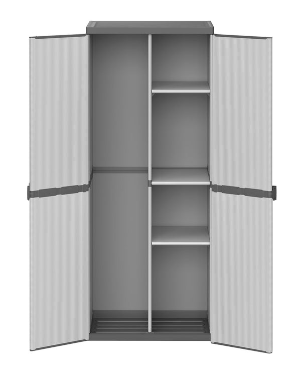 Armadio Portascope da Esterno 68x40x165 cm 2 Ante 4 Ripiani in Resina Grigio online