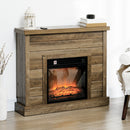 Camino Elettrico da Pavimento 1800W Effetto Fiamma e Telecomando 96,5x22x81,7 cm color Legno