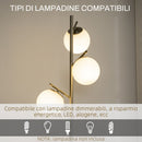 Piantana da Interno 3x E27 Ø27x159 cm 3 Punti Luce in Acciaio e Vetro Argento
