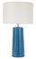 Lampada da Tavolo Gliss Blu Ø30x52 cm in Ceramica e Ferro e Tessuto Blu e Bianco