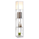 Lampada da Terra 26x26x160 cm E27 40W con Mensole in MDF Bianca