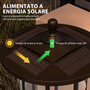 Lampione Solare 17x17x127 cm con 6h Autonomia e Ancoraggio a Terra IP44 in Policarbonato e ABS Nero      