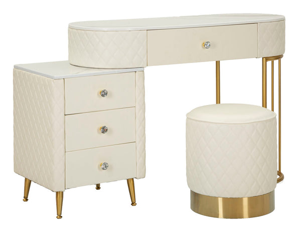 Toeletta Sharon Panna con Puff 120x40x75 cm in Pino e MDF e Metallo e Plastica prezzo