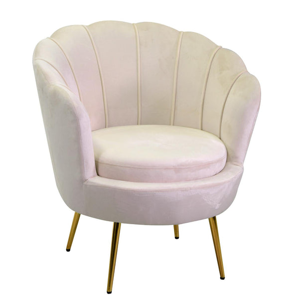 Poltrona Imbottita 73x72xh49/77 cm in Tessuto Velluto Tulipan Crema acquista