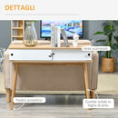 Consolle Ingresso 2 Scomparti 100x35x75 cm in MDF e Metallo Legno e Bianco