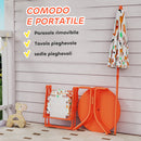 Set Tavolo e Sedie per Bambini con Ombrellone per Esterno in Acciaio Arancione      