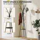 Appendiabiti da Terra Attaccapanni in Metallo e Legno Nero 45x45x180 cm