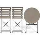 Set 3 Pezzi da Giardino Tavolo 2 Sedie da Bistrot Pieghevole Modello Parigi Tortora      