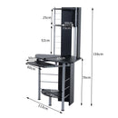 Scrivania da Ufficio ad Angolo Porta PC in MDF e Ferro 113x65x158 cm  Nera