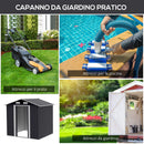Casetta Box da Giardino Porta Utensili 200x150x190 cm in Acciaio Zincato Nero