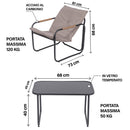 Set Salotto da Giardino 4 Posti con Cuscini Imbottiti Nero Tortora Cannes      