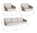 Set Salotto da Giardino Divano 2 Poltrone con Cuscini Maribela Bianco