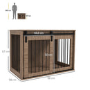 Cuccia per Cani Grandi Casetta con Porta Scorrevole per Interno 98x58x61 cm in Legno Marrone