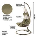 Sedia a Dondolo Amaca a Uovo con Cuscino in PE Effetto Rattan Verde      