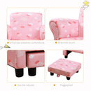 Poltroncina Imbottita per Bambini 57x42x45 cm con Poggiapiedi Rosa