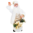 Pupazzo Babbo Natale H80 con Luci e Movimento Bianco e Oro