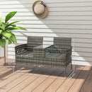 Panchina da Esterno 2 Posti 137x59x82 cm con Tavolino da Caffè in Acciaio e Rattan PE Grigio      