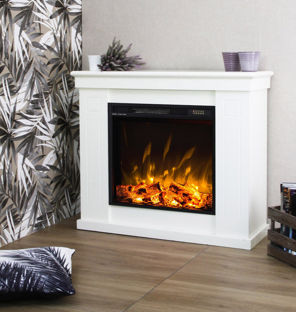 Camino Elettrico da Pavimento Effetto Fiamma 1400W Vannini Chiara Slim Bianco sconto
