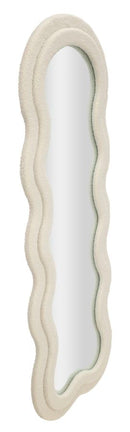 Specchio da Muro Teddy Crema 40x4x160 cm in MDF e Poliestere e Specchio Crema      