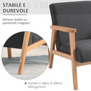 Poltrona per Salotto in Stile Vintage 68,5x78,5x75 cm con Braccioli e Struttura in Legno Grigio Scuro   