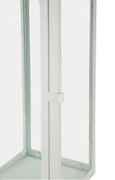 Lanterne White Set 3 Pz 22x22x66 cm - 18x18x49,5 cm - 14x14x39 cm in Ferro e Vetro Bianco      