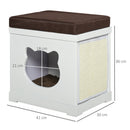Cuccia per Gatti 41x30x36 cm in Legno con Tiragraffi Bianca
