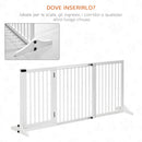 Cancellino per Cani Taglia Regolabile a 3 Pannelli 113-166x36x71 cm in Legno di Pino Bianco
