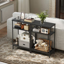 Consolle da Ingresso 55x30x81 cm a 3 Ripiani  in Metallo e Legno Nero  