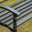 Panchina da Giardino in Acciaio a 2 Posti con Schienale Alto e Braccioli 128x62.5x81.5 cm Nero