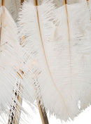 Lampada da Terra Feather Stand Ø46x147 cm in Ferro e Plastica Oro e Bianco      