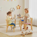 Set Tavolo e 4 Sedie per Bambini 3-8 Anni con Bordi Arrotondati in Legno Multicolore      