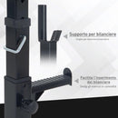 Supporto per Bilanciere Regolabile in Altezza su 10 Livelli in Acciaio Nero 