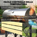 Barbecue a Carbone 109x71x98 cm con Griglia Mobile Ripiani Pieghevoli e Termometro in Acciaio e Legno Nero      