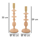Porta Candele Gemini Rosa Set 2 Pz Ø10x33 cm - Ø10x29 cm in Ferro Rosa e Oro      