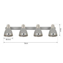 Plafoniera con 4 Faretti LED da Soffitto Orientabili in Metallo Cromato Grigio Ø13x16x72 cm 