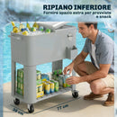 Frigo Portatile 92x39x81 cm Capacità 76 L con Ruote e Apribottiglie in Plastica e Metallo Argento      