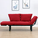 Divano Letto 2 Posti in Tessuto di Lino Rosso 166x70x80 cm 